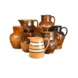 A group of saltglazed stoneware jugs,