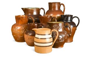 A group of saltglazed stoneware jugs,