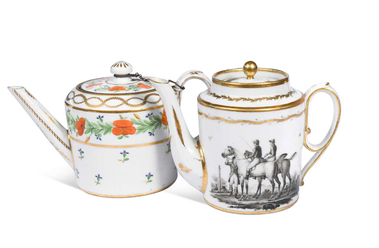 Two Paris porcelain teapots and covers, circa 1810,