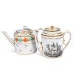 Two Paris porcelain teapots and covers, circa 1810,