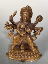 A Tibetan bronze figure of six-armed Mahakala, 19th/20th century,