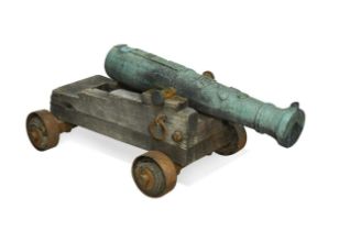 A Japanese bronze cannon, 19th century,