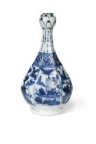 A Chinese blue and white porcelain hexagonal panel vase, Kraak, circa 1640,