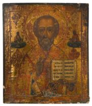 A Russian icon of St Nicholas, probably 19th century,