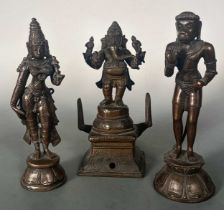 Three Indian bronze figures, late 19th/early 20th century,