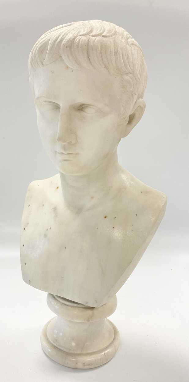 A Grand Tour marble bust of the young Octavius, 19th century, - Image 2 of 5