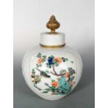 A Chinese famille verte porcelain ovoid vase, Qing Dynasty, late 19th century,