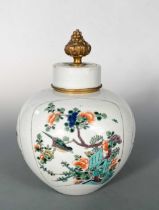 A Chinese famille verte porcelain ovoid vase, Qing Dynasty, late 19th century,