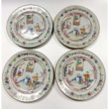 A set of four Chinese famille rose export plates, Qing Dynasty, circa 1780,
