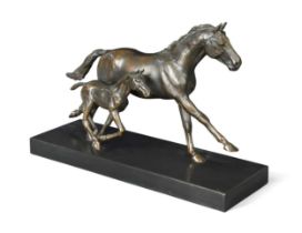 § Barry Foley (Contemporary), a bronze model of a mare and foal,