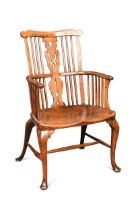 A Thames Valley cherry, walnut and elm comb-back arm chair, circa 1770,