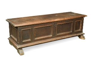A continental oak cassone, early 18th century,