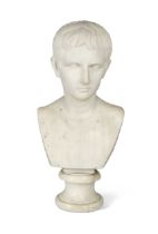 A Grand Tour marble bust of the young Octavius, 19th century,