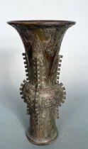 A Chinese bronze Gu vase in archaic style