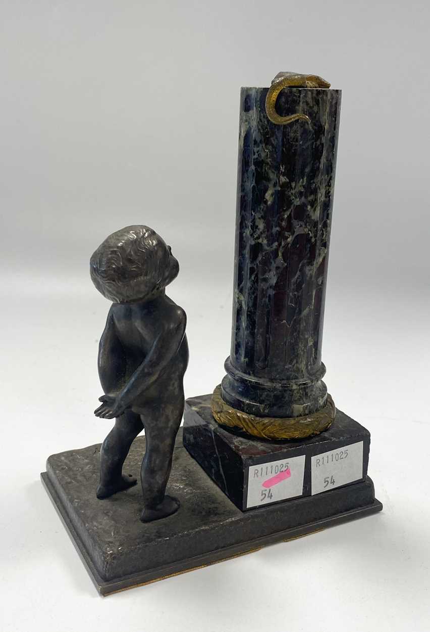 Louis Kley (1833-1911), a small bronze and marble figure group, - Image 4 of 6