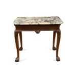An Irish marble topped mahogany side table, 19th century,