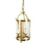 A set of four brass hall lanterns, 20th century,