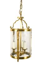 A set of four brass hall lanterns, 20th century,