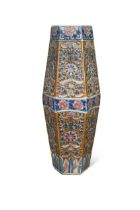 A Chinese porcelain large hexagonal panelled vase, probably Qing Dynasty, Guangxu Period,