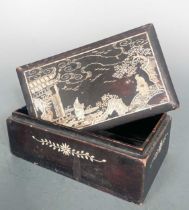 A small Chinese or Ryukyu Islands lacquered wooden box and cover, 18th/19th century,