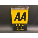 An AA Bed & Breakfast double sided aluminium sign, 7 1/2 x 12".