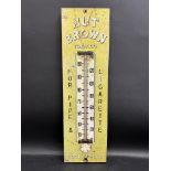 A Nut Brown Tobacco tin fronted thermometer, 7 x 24".