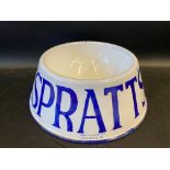 A Spratt's enamel dog bowl in excellent condition.