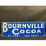 A Bournville Cocoa rectangular enamel sign in excellent condition, 36 x 12".