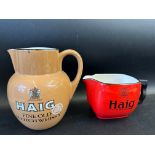 A Carltonware Haig whisky jug and a second Haig jug of different colour.