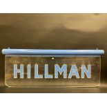 A Hillman garage showroom illuminated advertising sign, 35 x 15".