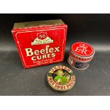 A Jester wax shoe polish tin, a Beefex Cubes tin and one other.