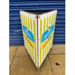 An R.Whites Soft Drinks enamel three sided litter bin, in good condition, 28 1/2" h.
