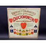 A Duckworth & Co. pictorial showcard, 17 1/2 x 17 1/2".