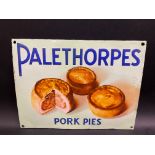 A rare Palethorpes Pork Pies pictorial enamel sign, some professional restoration, 12 1/4 x 9 1/4".