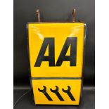 An AA illuminated double sided lightbox, 17 1/2" w x 29" h x 7" d.