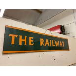 A rectangular enamel sign, 'The Railway', 72 x 15".