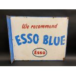 An Esso Blue double sided enamel sign with hanging flange, 22 x 18".