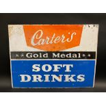 A rectangular enamel sign advertising Carter's Gold Medal Soft Drinks, with some amateur retouching,