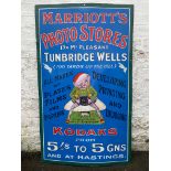 A rare pictorial enamel sign advertising Marriott's Photo Stores in Tunbridge Wells, also in