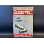 A Kleensweep pictorial tin advertising sign for brooms and brushes, 12 x 18".