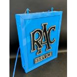 A modern lightbox, in the manner of RAC advertising, 14" w x 18" h x 3 1/2" d.