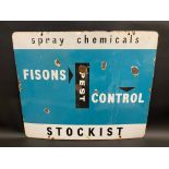 A Fisons spray chemicals stockist enamel advertising sign, 24 x 20".