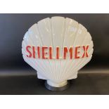 A Shellmex glass petrol pump globe by Hailware, chips to neck hidden by rubber ring.