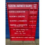 A large wooden timetable board for the Paignton & Dartmouth Railway, 48 x 68".
