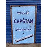 A large Wills's Capstan Cigarettes enamel sign with image of a lit cigarette, 38 1/4 x 62 1/4".