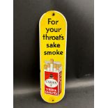 A Craven A Virginia Cigarettes enamel finger plate with image of a packet, retouching around