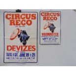 Two Reco Circus posters relating to performances in Devizes and Warminster, the larger 20 x 30".