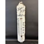 An early Stephens' Inks enamel thermometer by Ralph & Jordan, Bilston, circa 1905, 7 x 36 1/2".