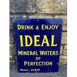 An Ideal Mineral Waters rectangular enamel sign with good gloss, 18 x 24".