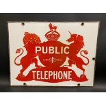 An early Public Telephone rectangular double sided enamel sign by Griffiths & Browett Ltd, excellent